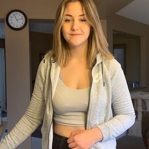 Light grey nike zip up sweater